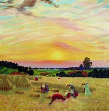 la cosecha 1914 Boris Mikhailovich Kustodiev Pinturas al óleo